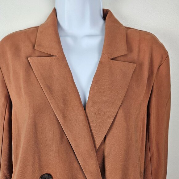 A New Day Women's Essential Blazer Double-Breasted Tan Size Small Business Chic - Picture 5 of 13